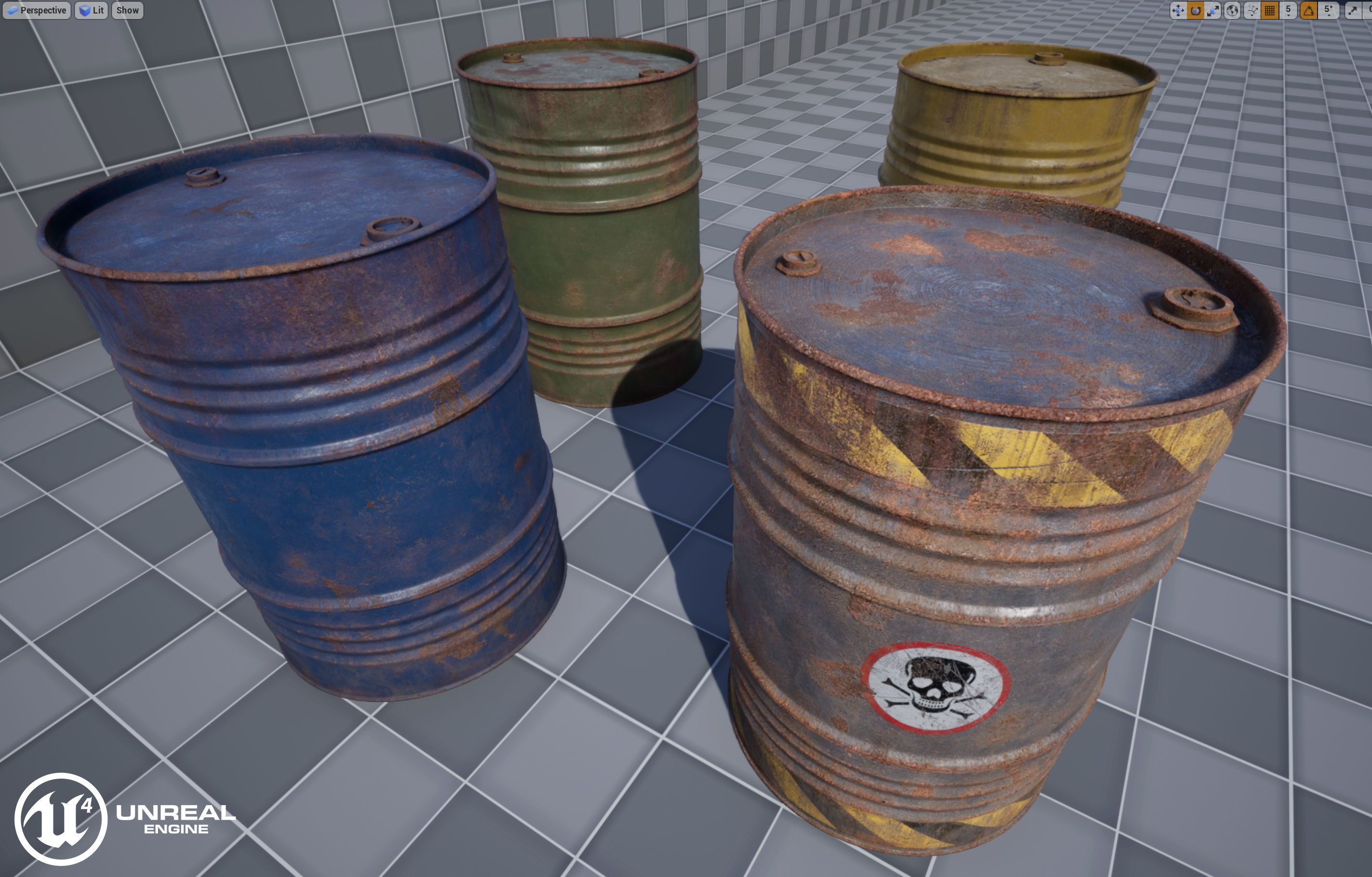 Oil Drums Low-poly 3D model_15