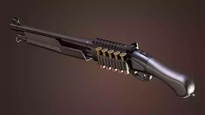 Pump Shotgun Game Rready Low-poly 3D model