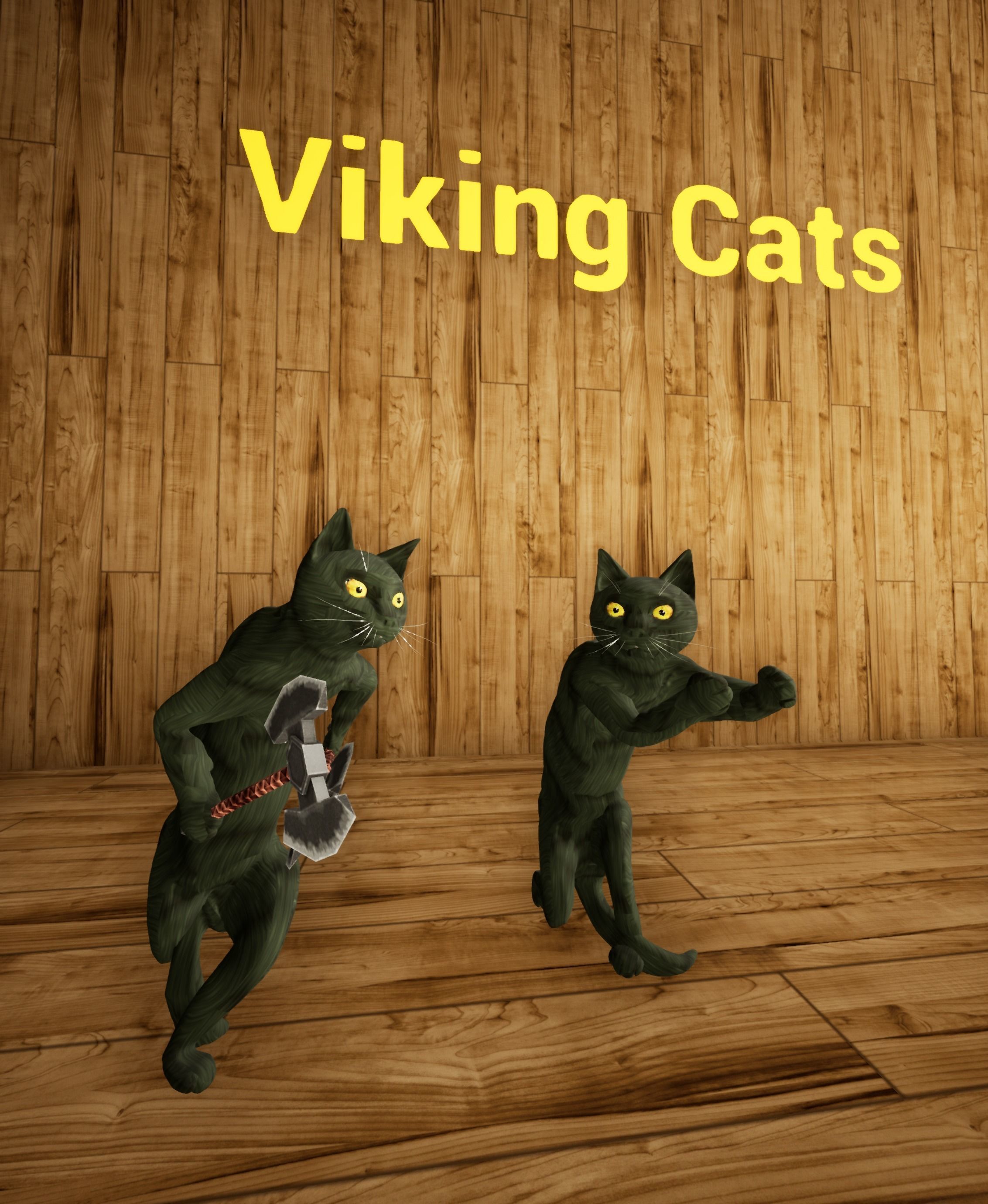 Viking Villager Cat Animated Character 137 Animations Medieval Low-poly 3D model_9