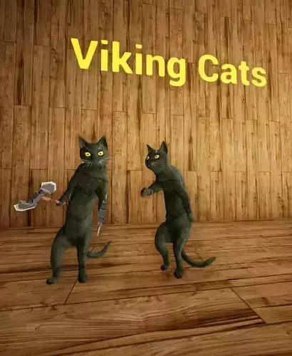 Viking Villager Cat Animated Character 137 Animations Medieval Low-poly 3D model