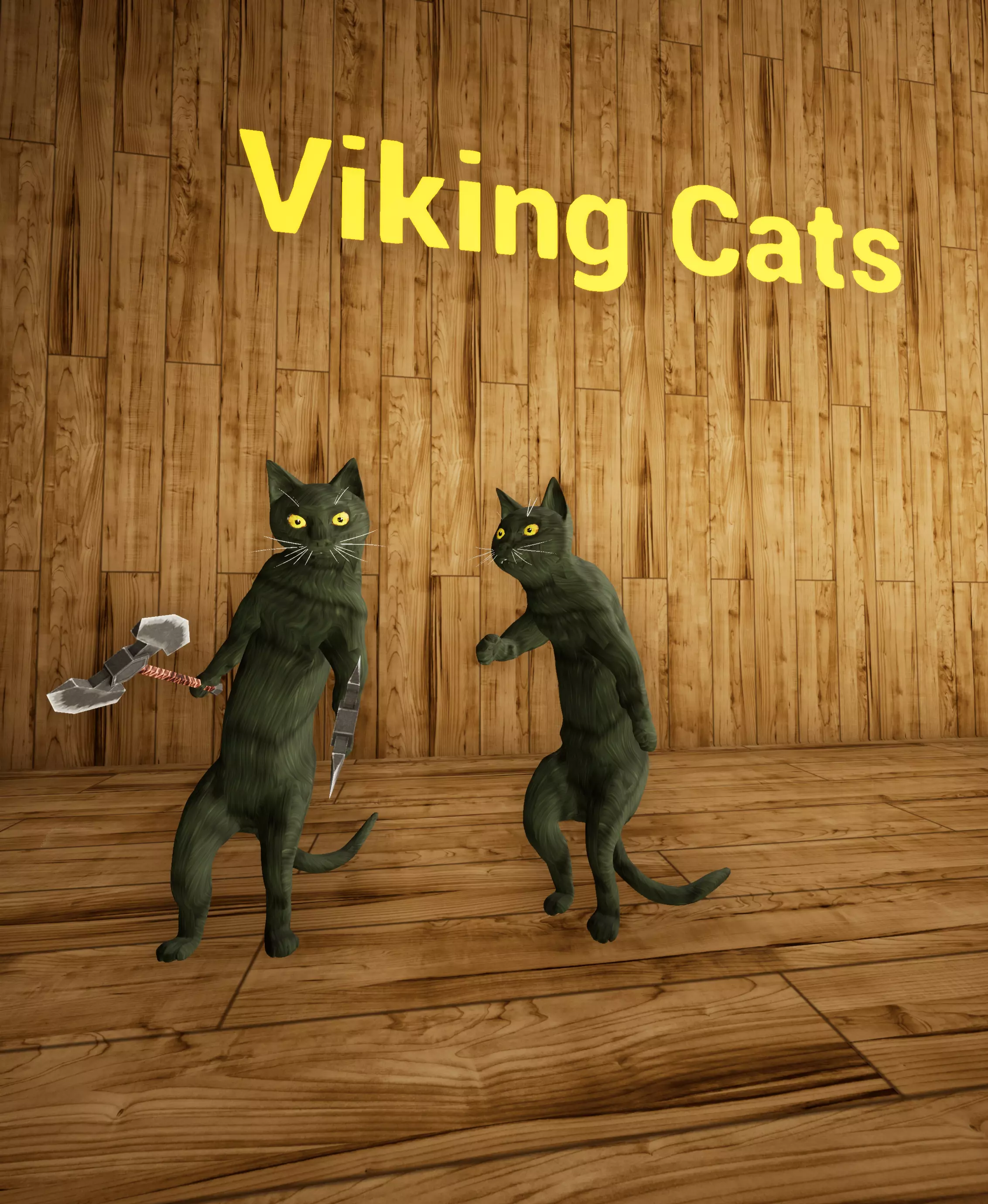 Viking Villager Cat Animated Character 137 Animations Medieval Low-poly 3D model_0