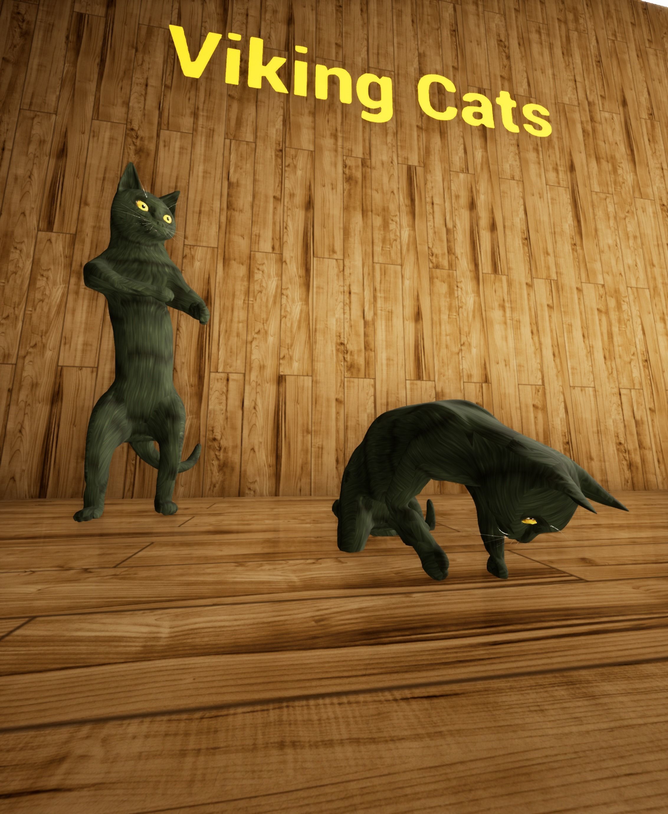 Viking Villager Cat Animated Character 137 Animations Medieval Low-poly 3D model_8