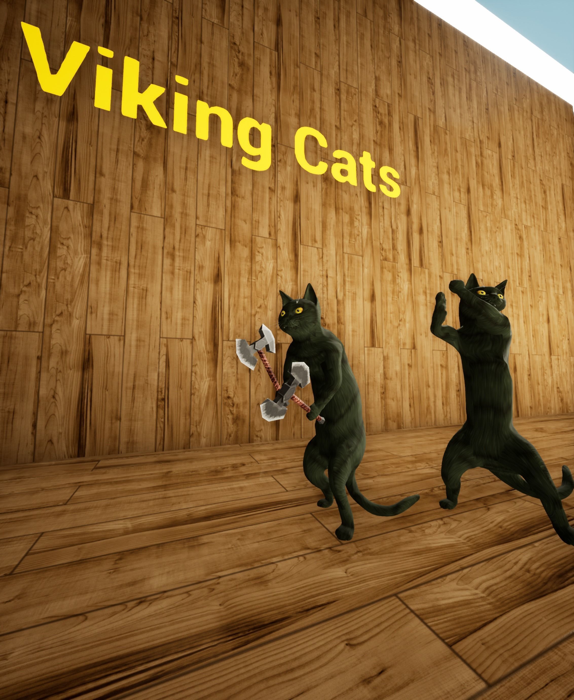 Viking Villager Cat Animated Character 137 Animations Medieval Low-poly 3D model_10