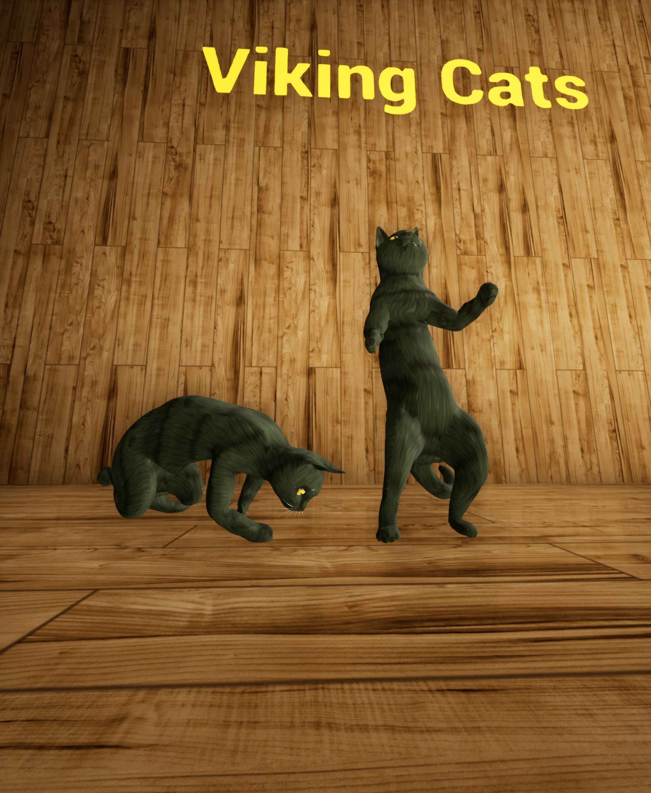Viking Villager Cat Animated Character 137 Animations Medieval Low-poly 3D model_6