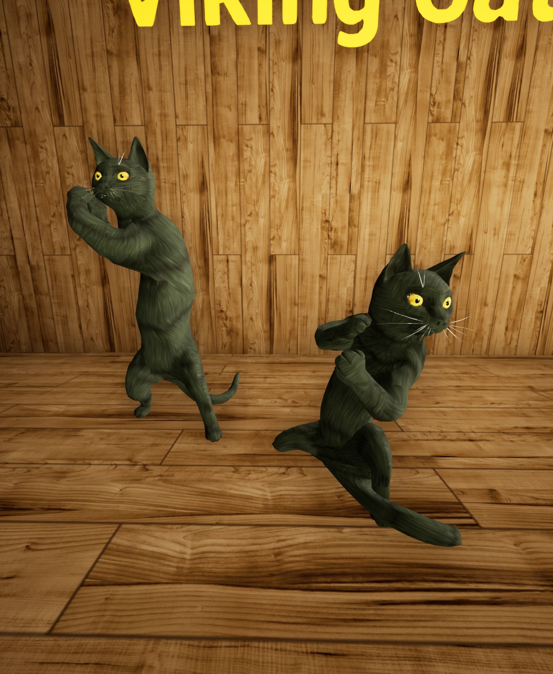 Viking Villager Cat Animated Character 137 Animations Medieval Low-poly 3D model_12