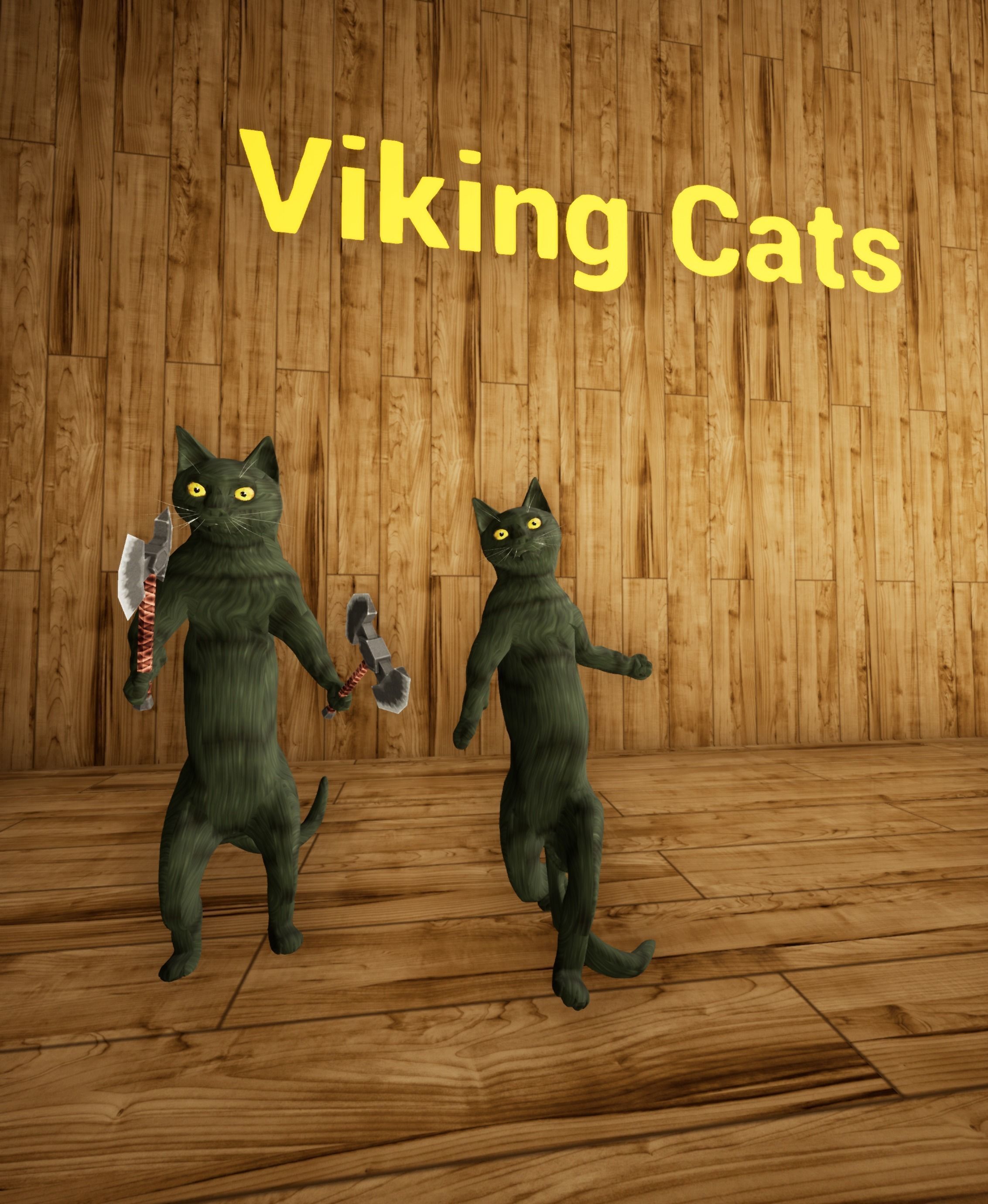 Viking Villager Cat Animated Character 137 Animations Medieval Low-poly 3D model_4