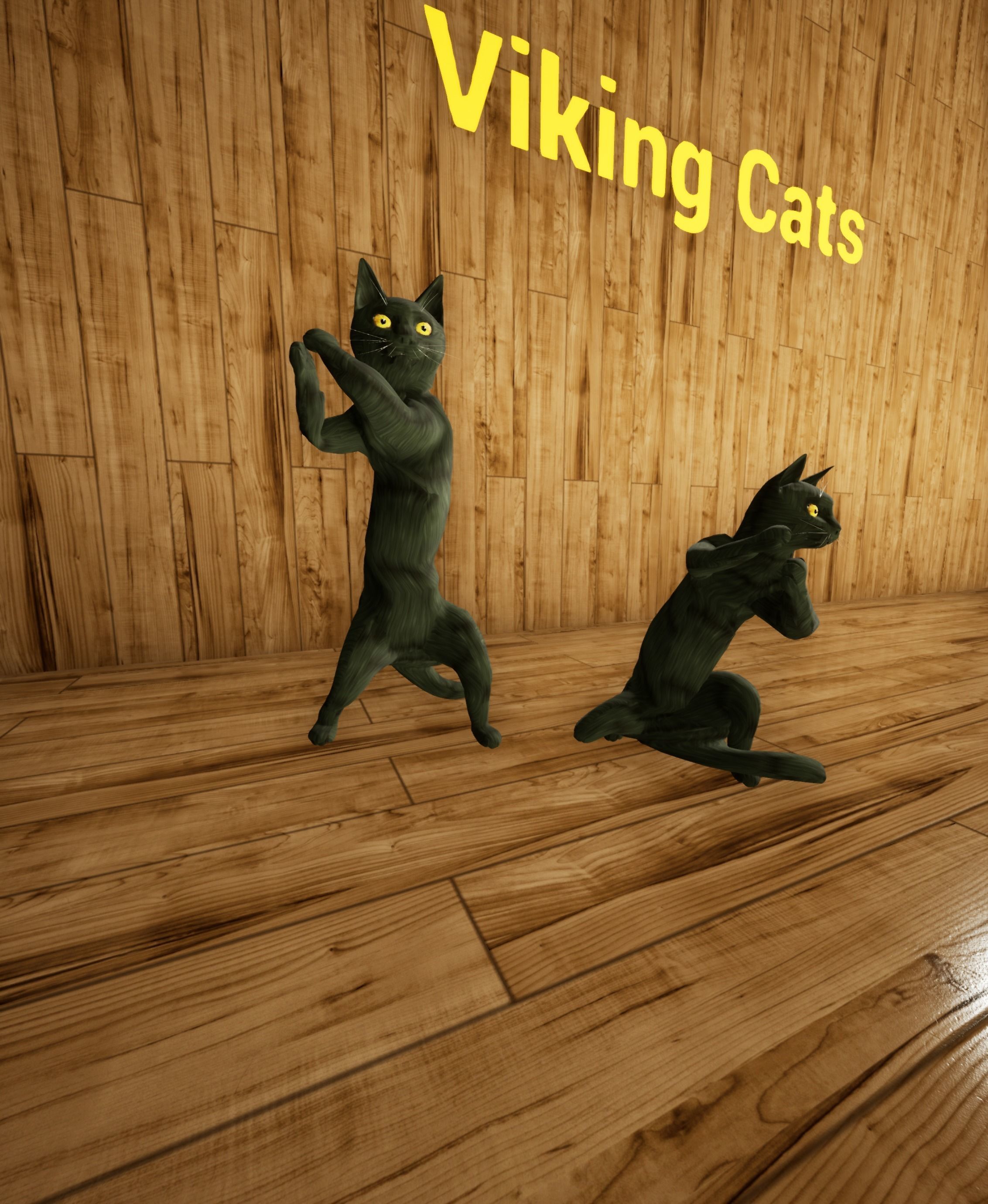 Viking Villager Cat Animated Character 137 Animations Medieval Low-poly 3D model_7