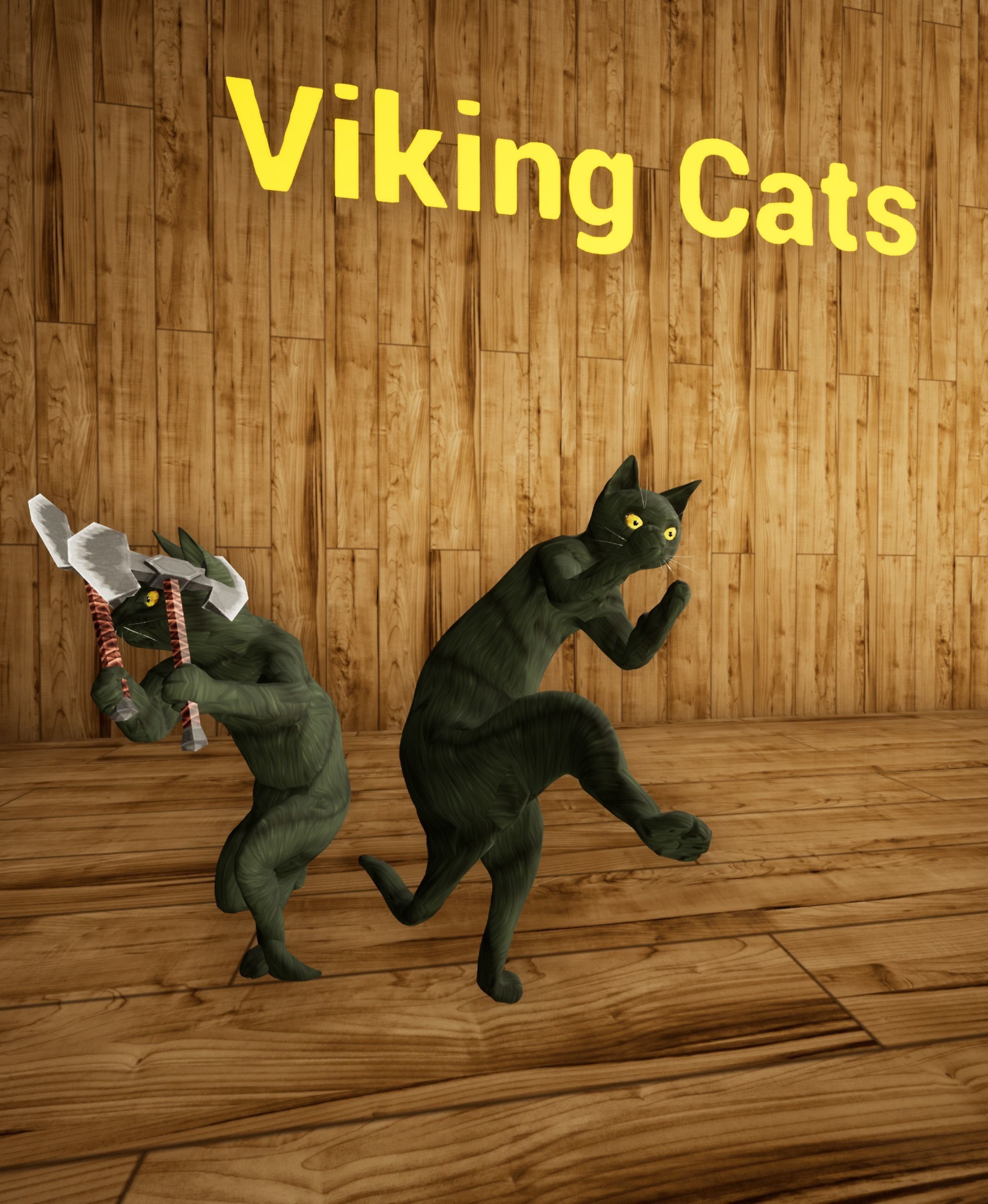 Viking Villager Cat Animated Character 137 Animations Medieval Low-poly 3D model_5