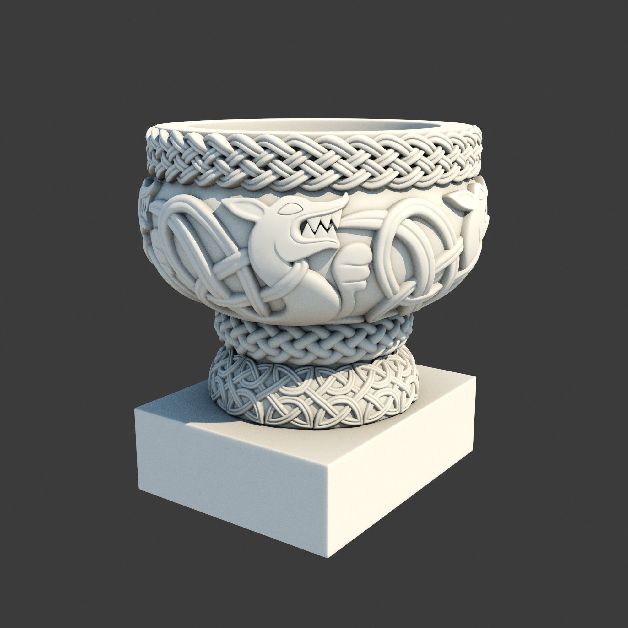 Church Furniture - Stone Baptismal Font 02 Norman Chaddesley 3D model_8