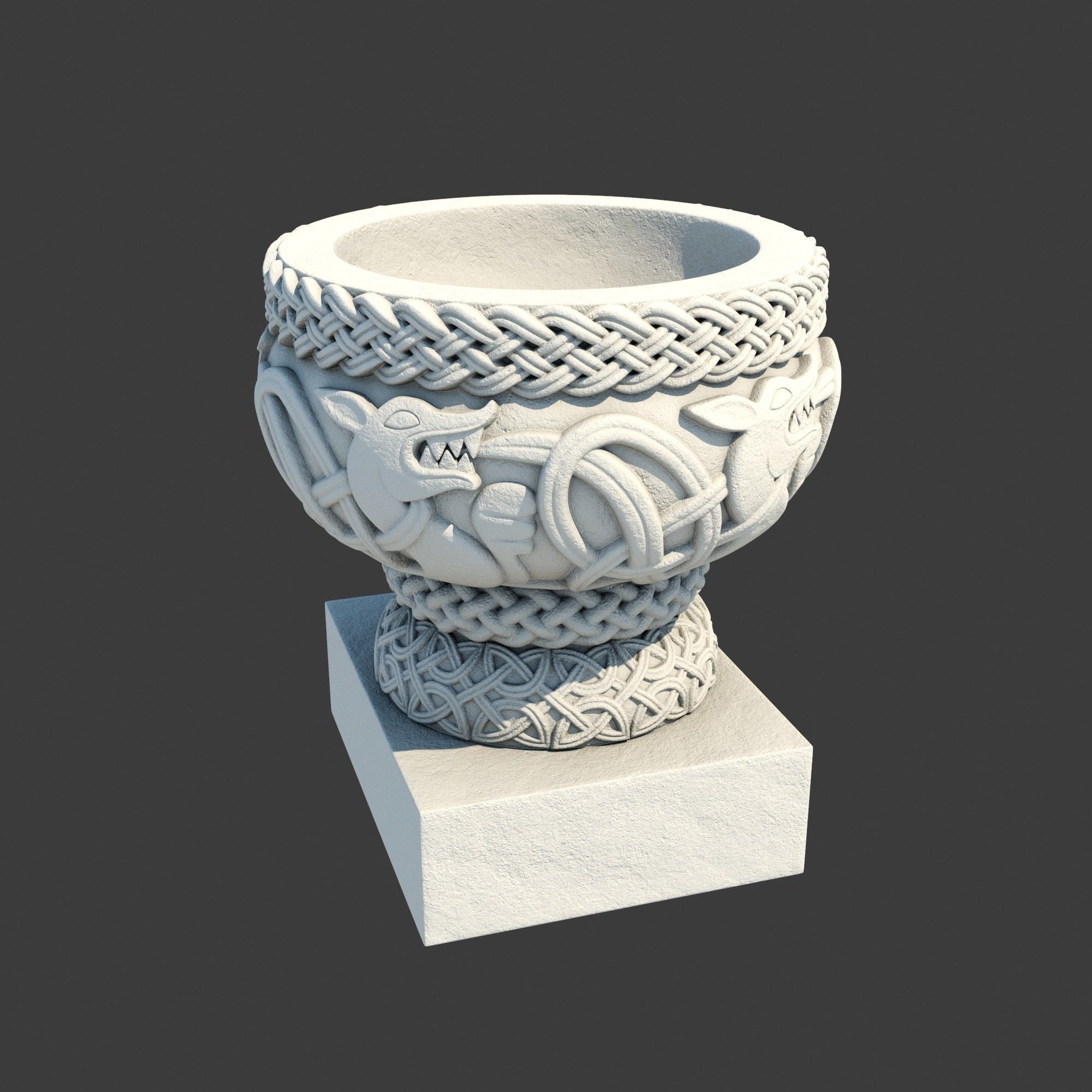 Church Furniture - Stone Baptismal Font 02 Norman Chaddesley 3D model_4