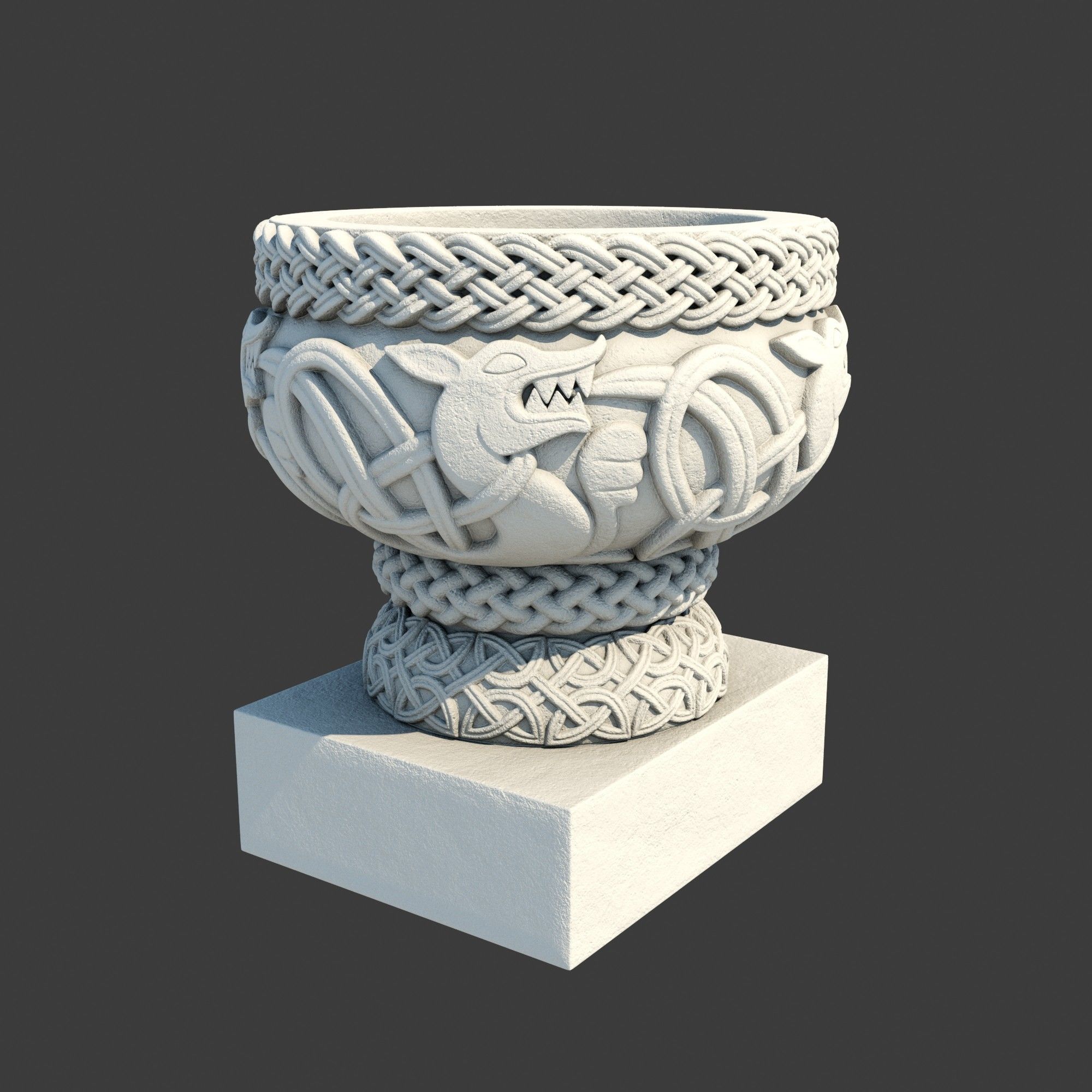 Church Furniture - Stone Baptismal Font 02 Norman Chaddesley 3D model_5