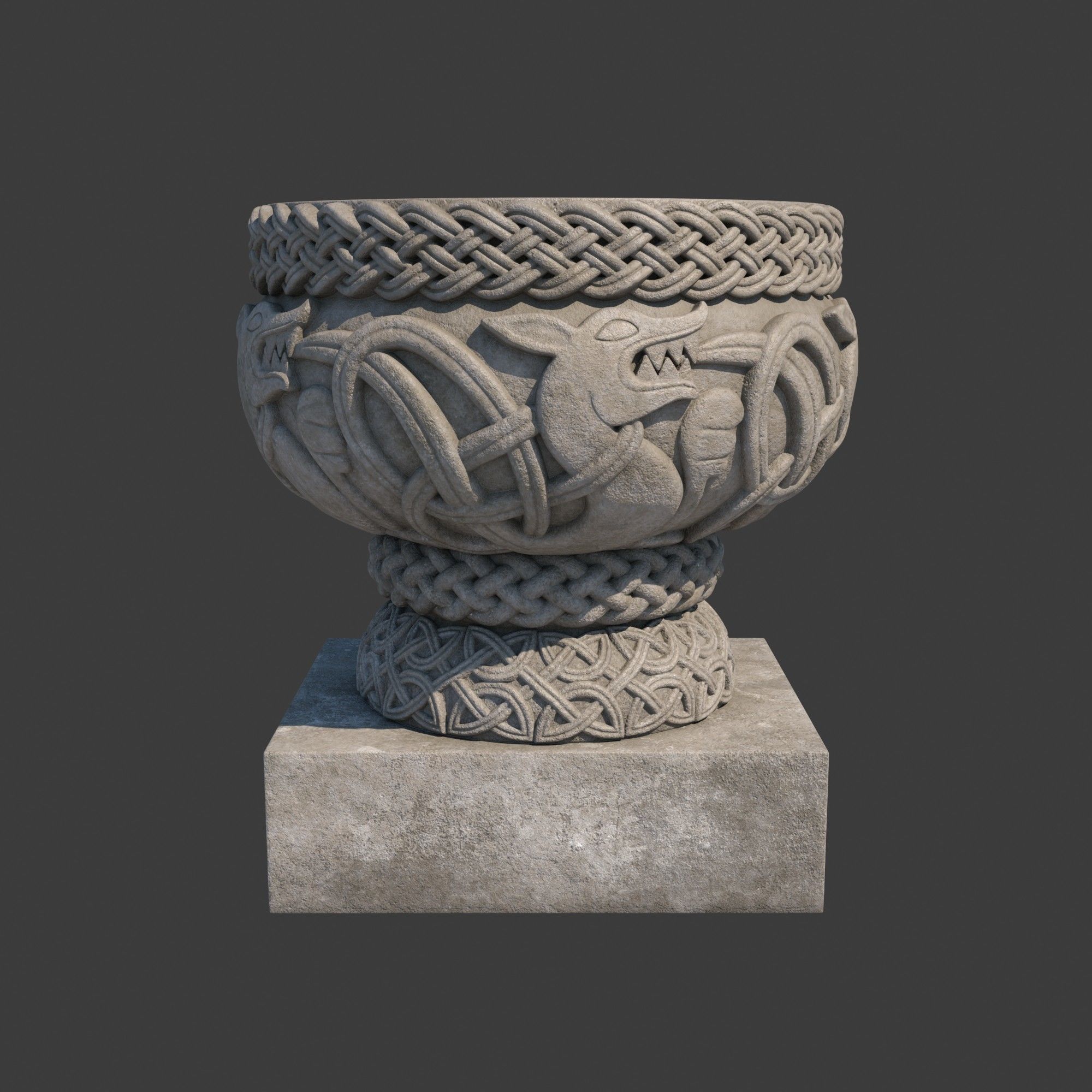 Church Furniture - Stone Baptismal Font 02 Norman Chaddesley 3D model_3
