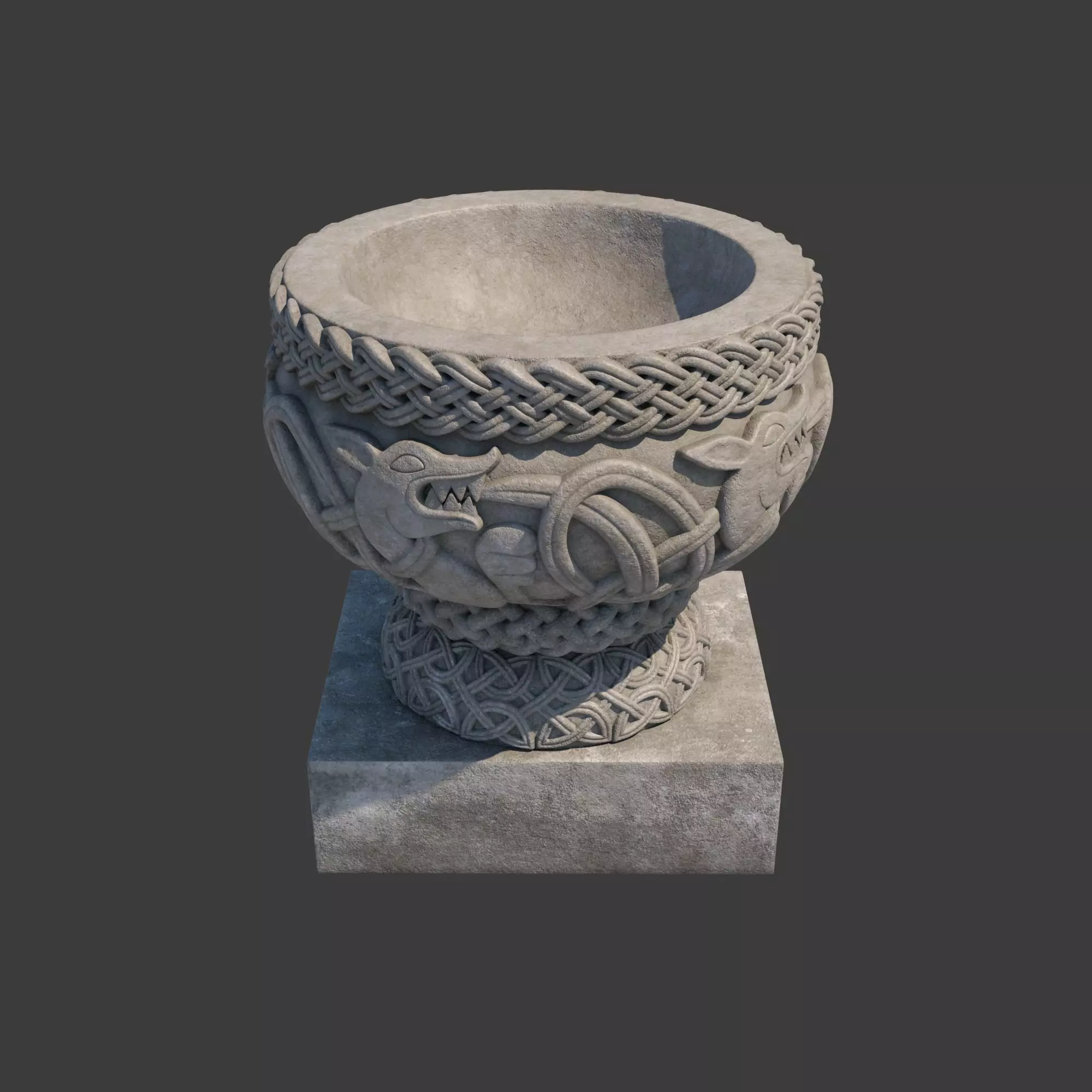 Church Furniture - Stone Baptismal Font 02 Norman Chaddesley 3D model_0