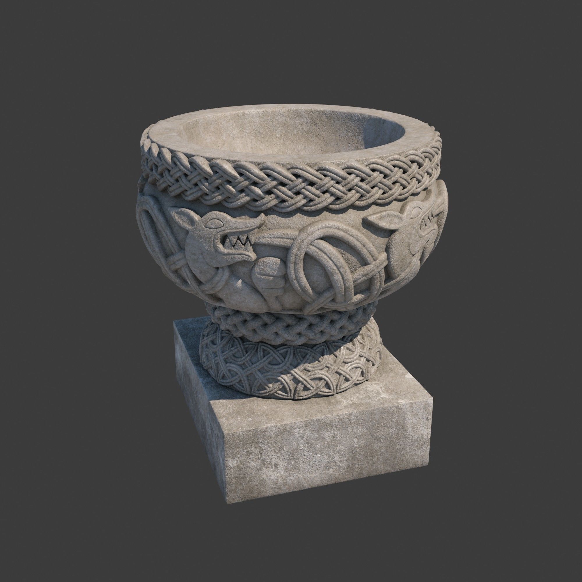 Church Furniture - Stone Baptismal Font 02 Norman Chaddesley 3D model_1