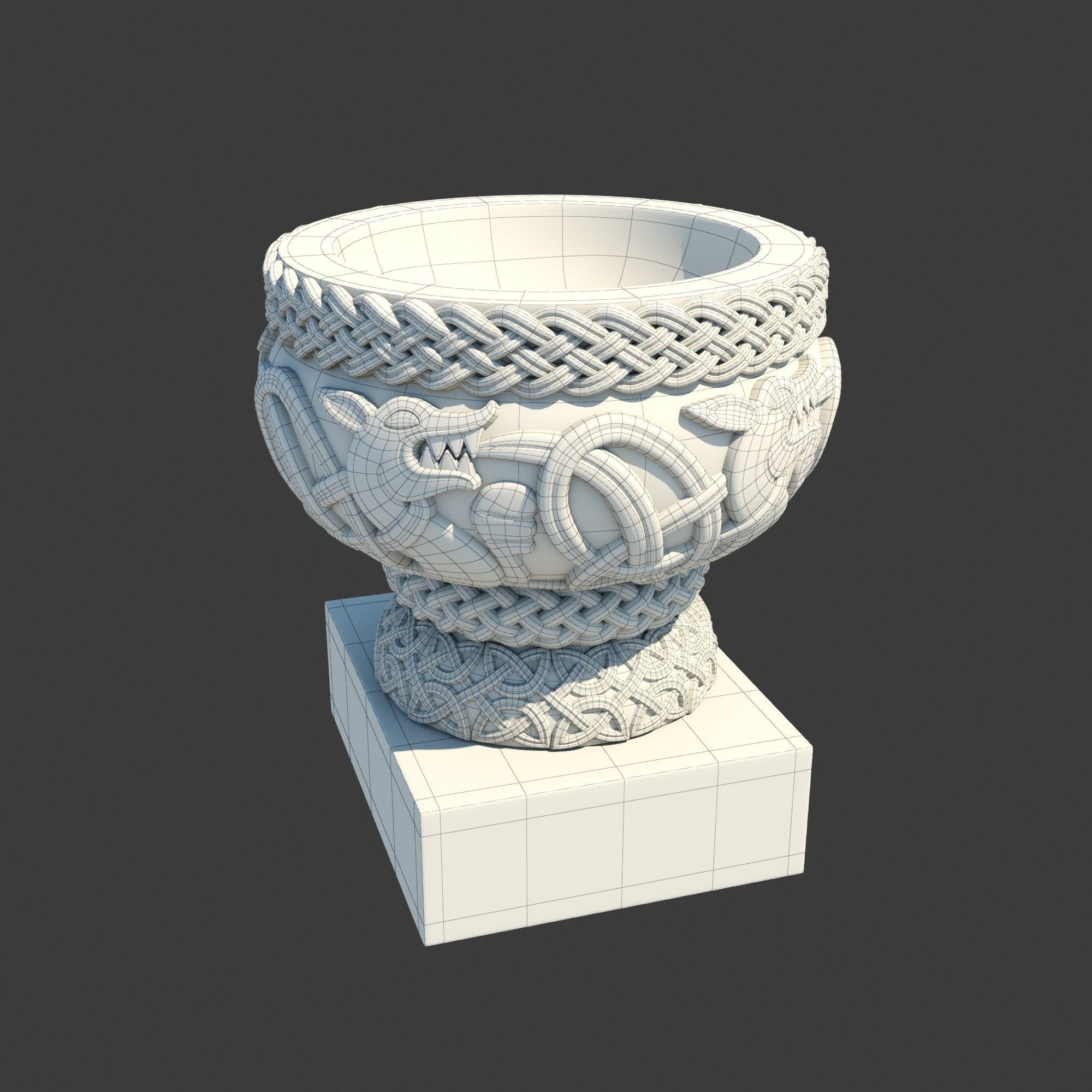 Church Furniture - Stone Baptismal Font 02 Norman Chaddesley 3D model_10