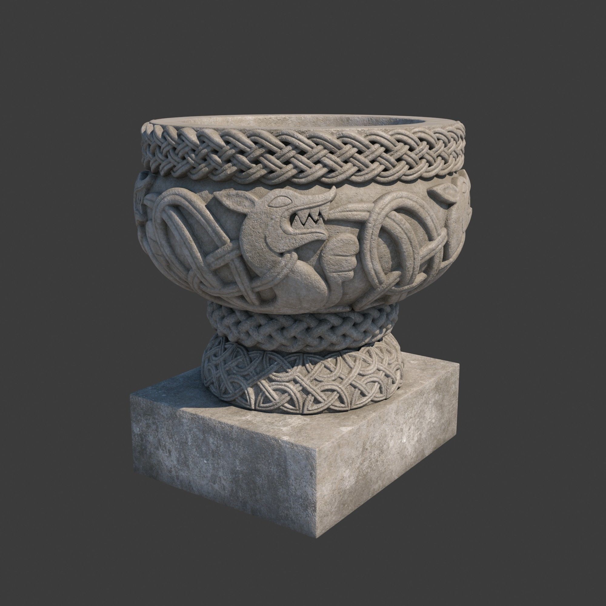 Church Furniture - Stone Baptismal Font 02 Norman Chaddesley 3D model_2