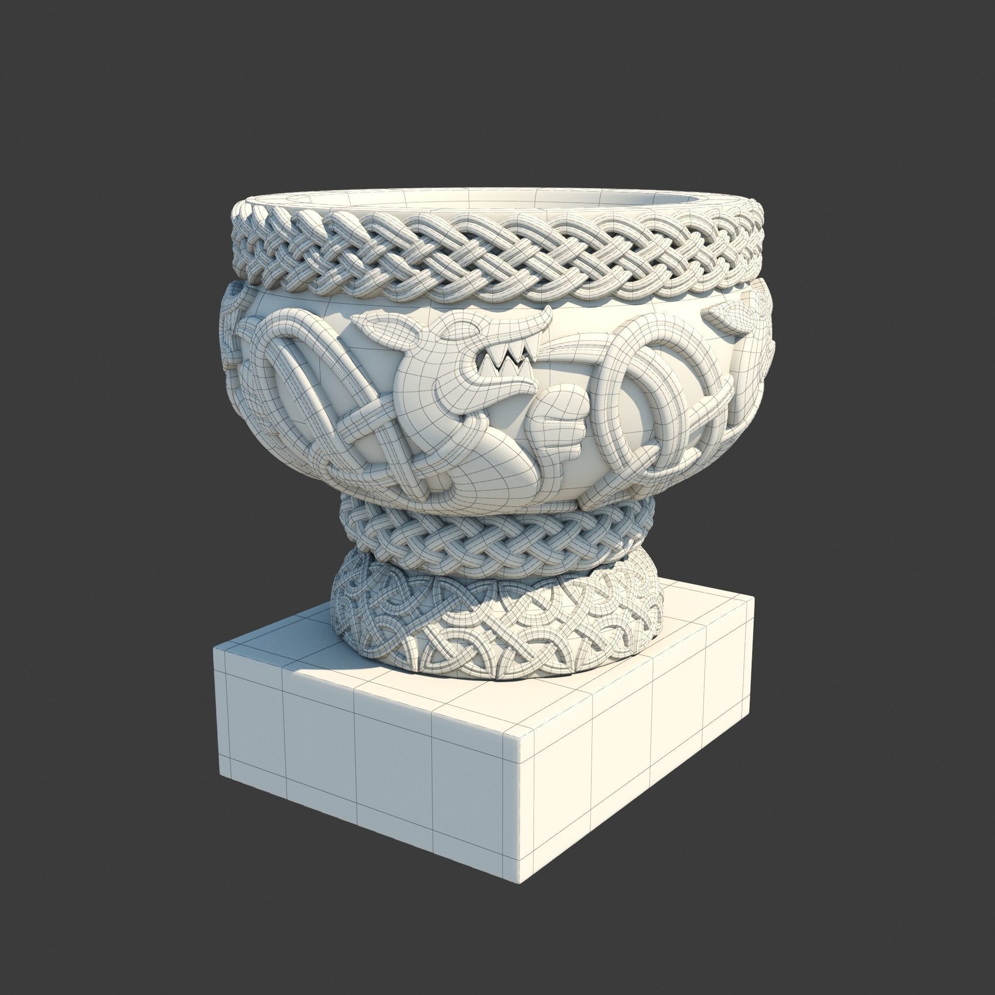 Church Furniture - Stone Baptismal Font 02 Norman Chaddesley 3D model_11
