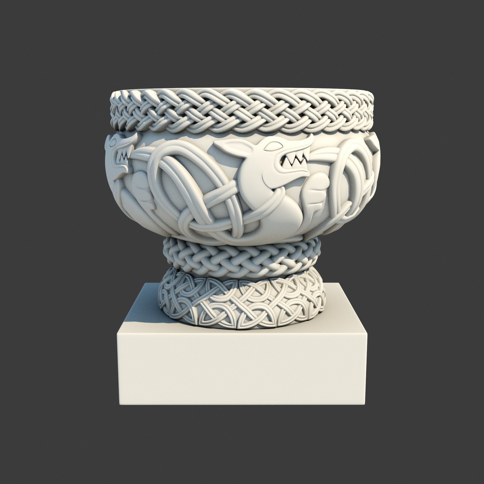 Church Furniture - Stone Baptismal Font 02 Norman Chaddesley 3D model_9