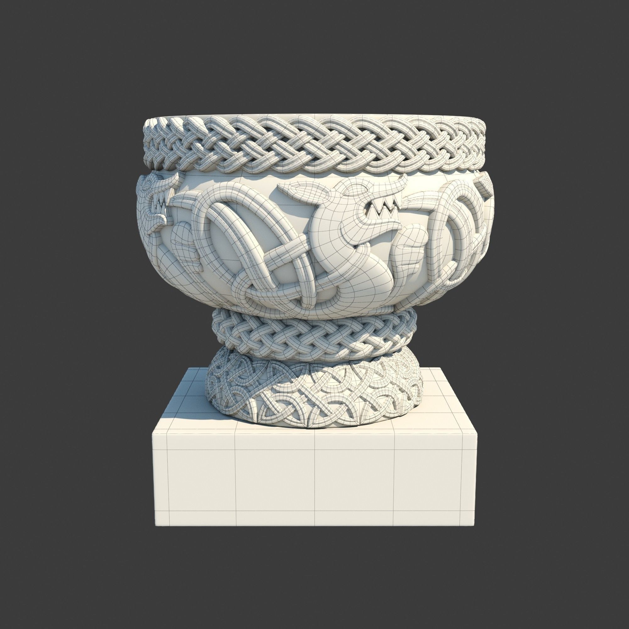 Church Furniture - Stone Baptismal Font 02 Norman Chaddesley 3D model_12