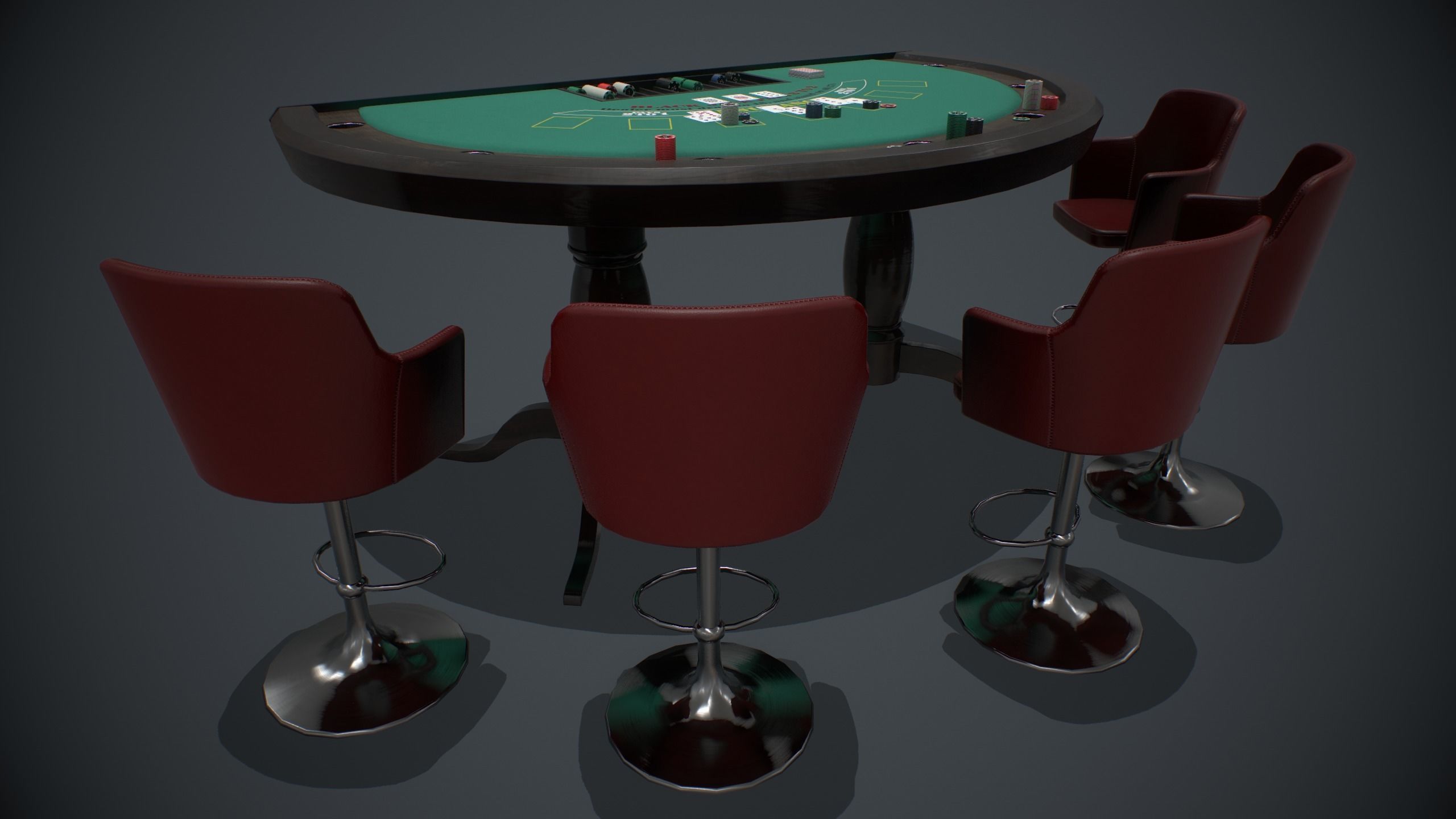 Blackjack table PBR Low-poly 3D model_3