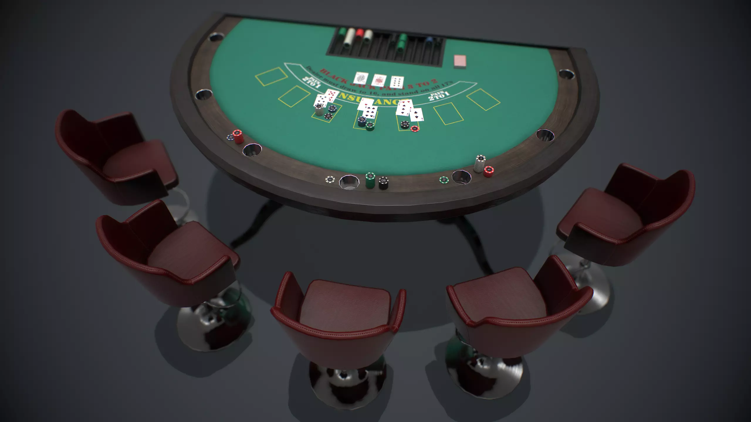 Blackjack table PBR Low-poly 3D model_0