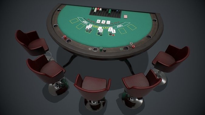 Blackjack table PBR Low-poly 3D model