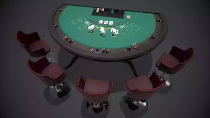 Blackjack table PBR Low-poly 3D model