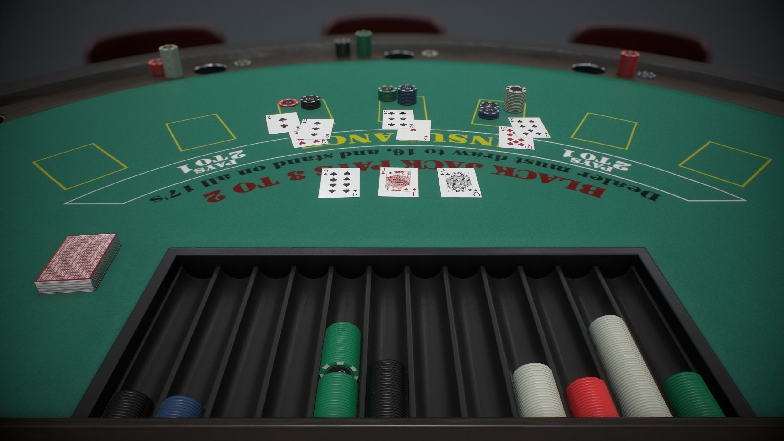 Blackjack table PBR Low-poly 3D model_5