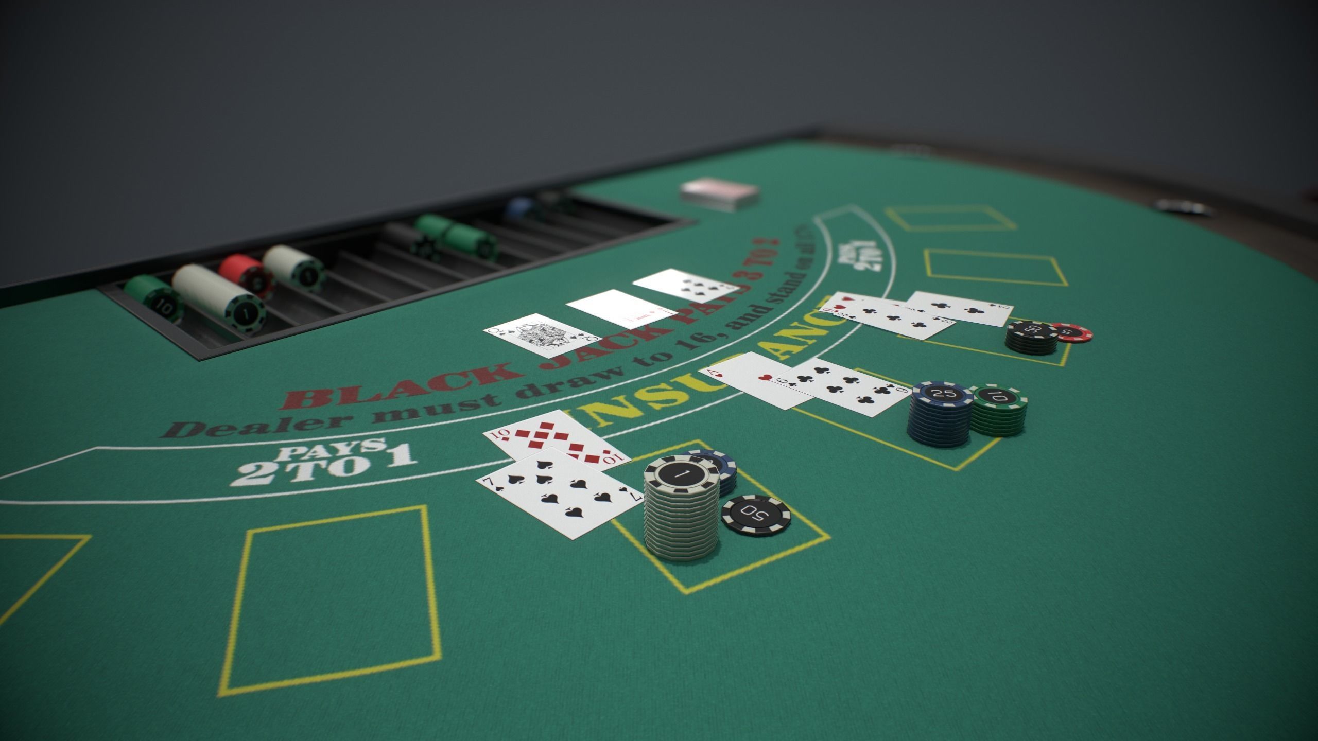 Blackjack table PBR Low-poly 3D model_4