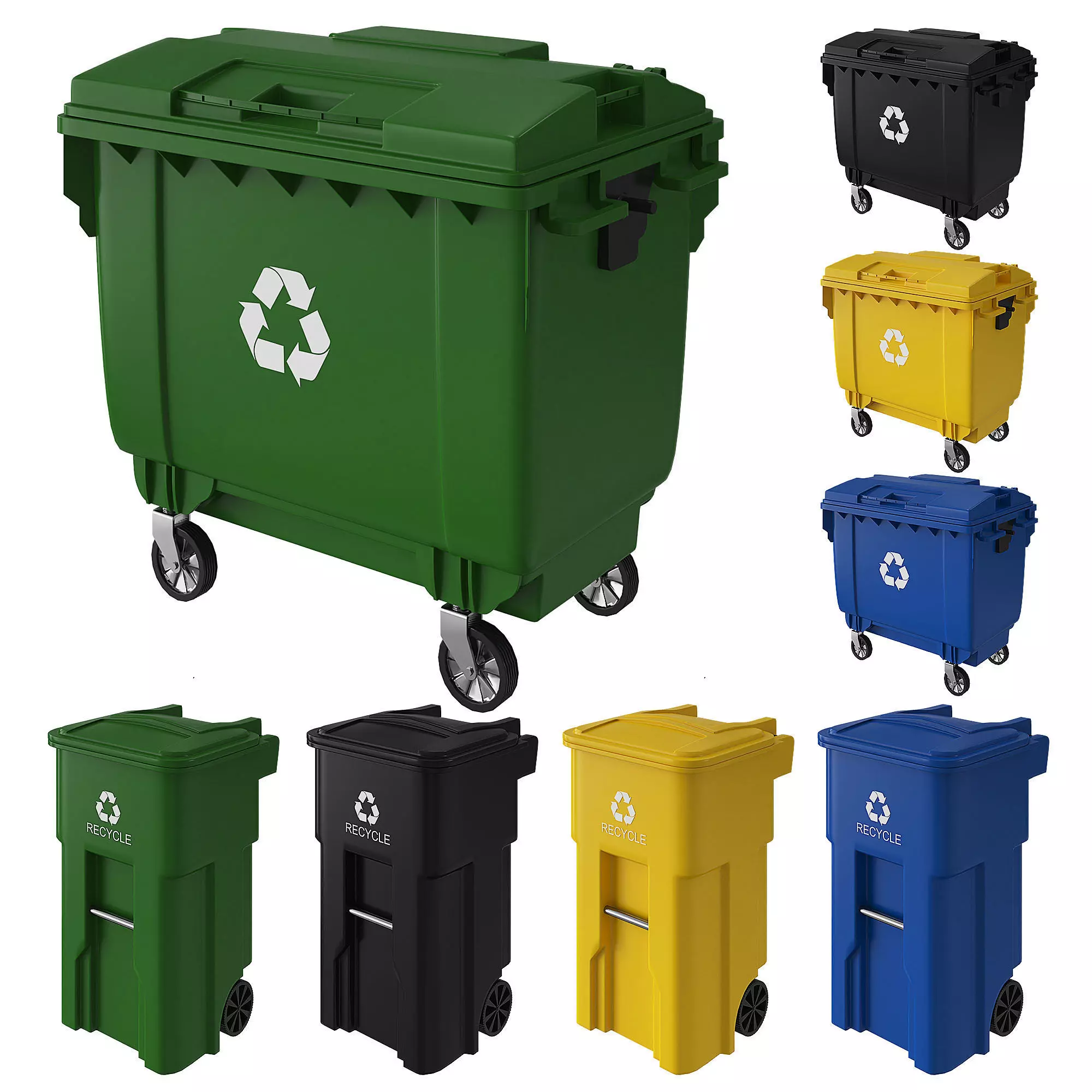 Trash can and dumpster  3D model_0