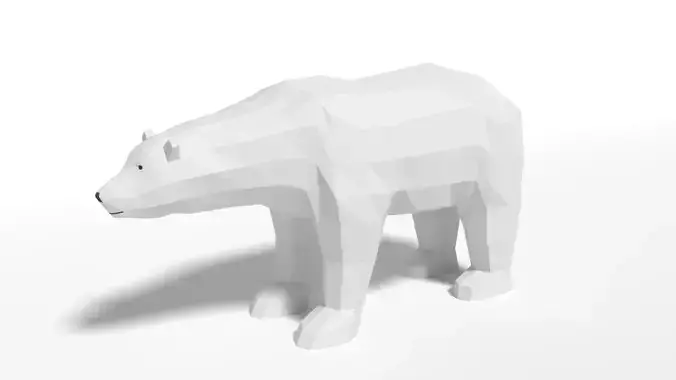 Low Poly Cartoon Polar Bear Low-poly 3D model