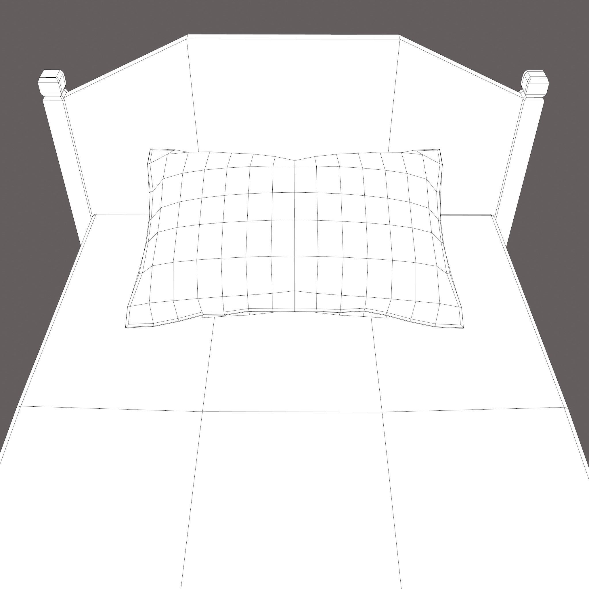 Medieval Single Bed  Low-poly 3D model_31