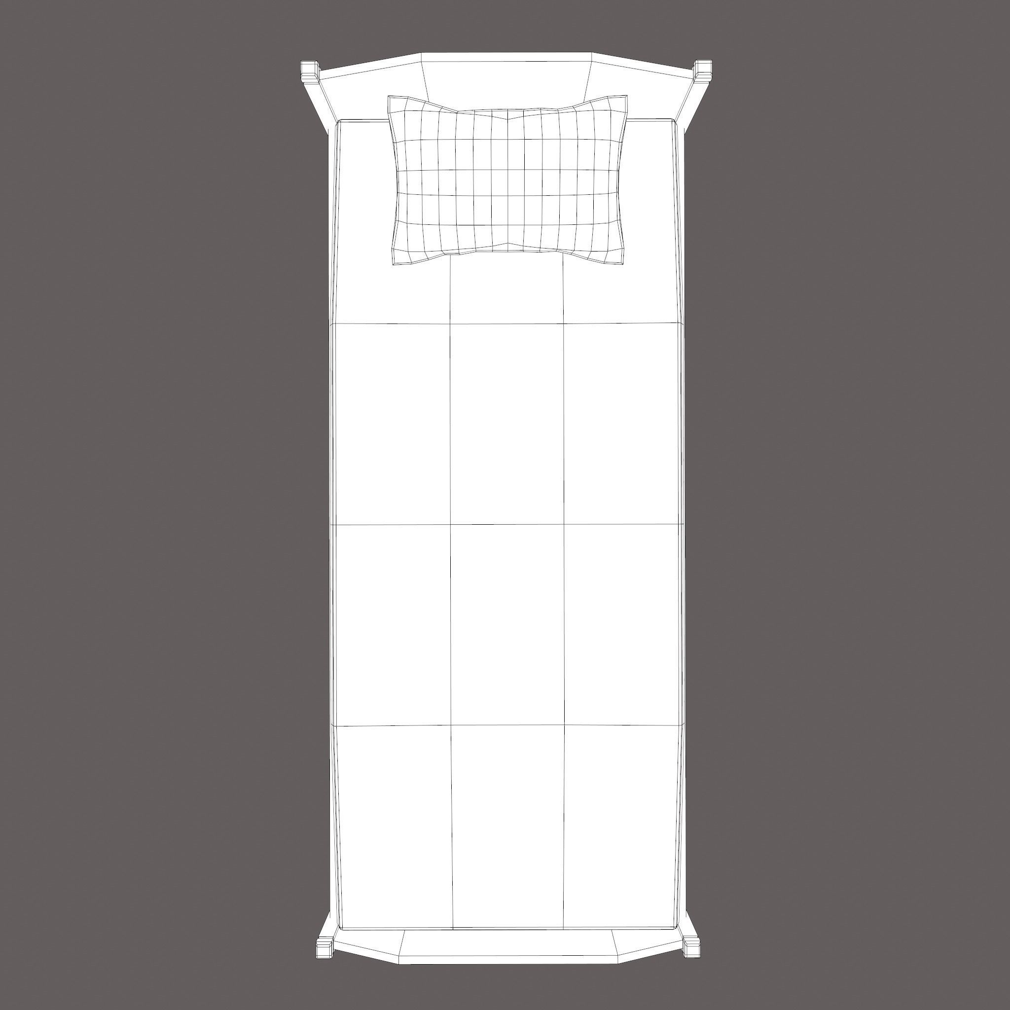 Medieval Single Bed  Low-poly 3D model_24