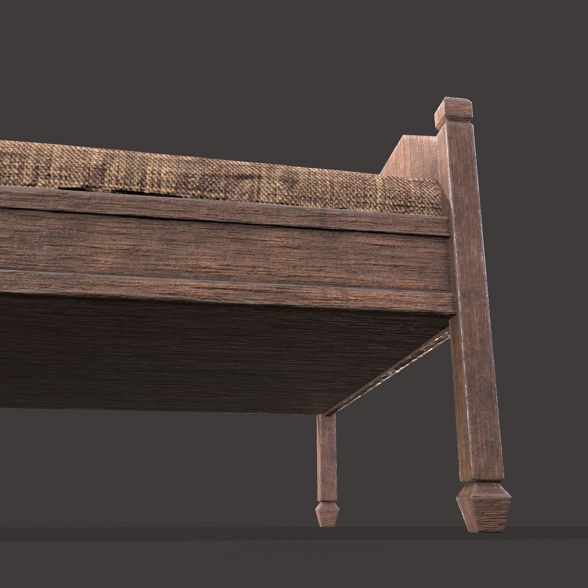 Medieval Single Bed  Low-poly 3D model_20