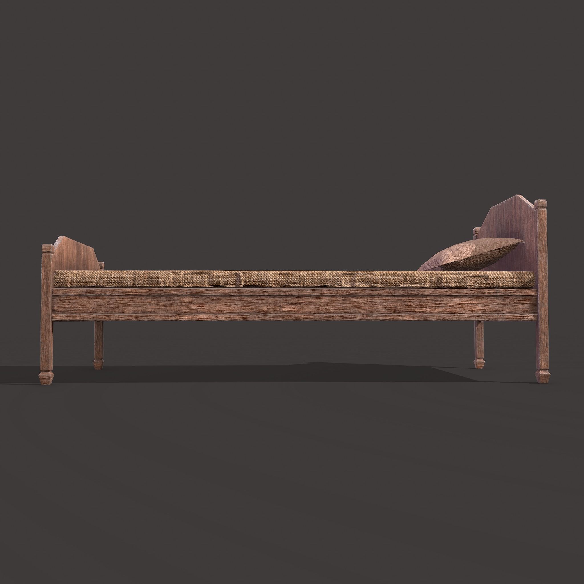 Medieval Single Bed  Low-poly 3D model_14