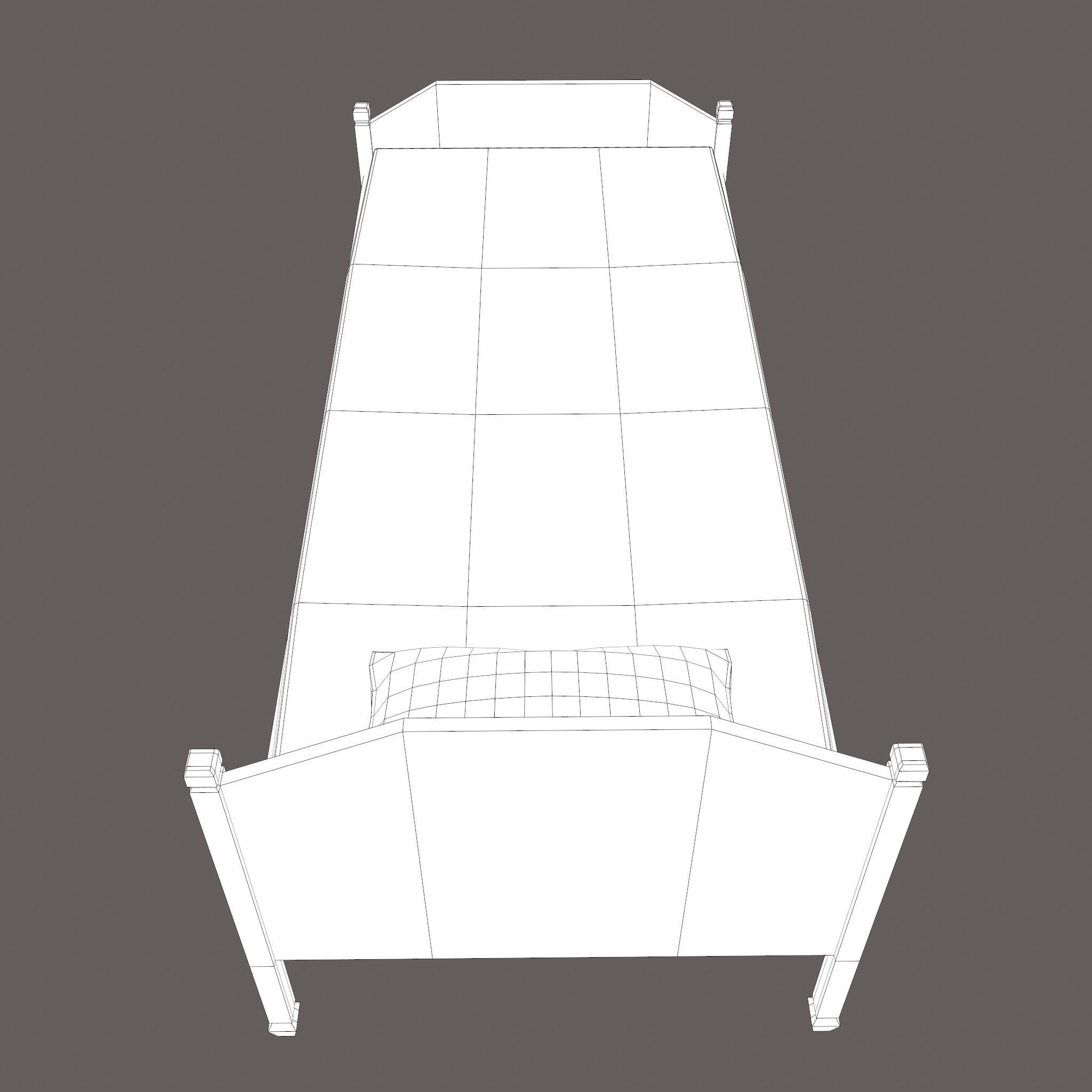Medieval Single Bed  Low-poly 3D model_27