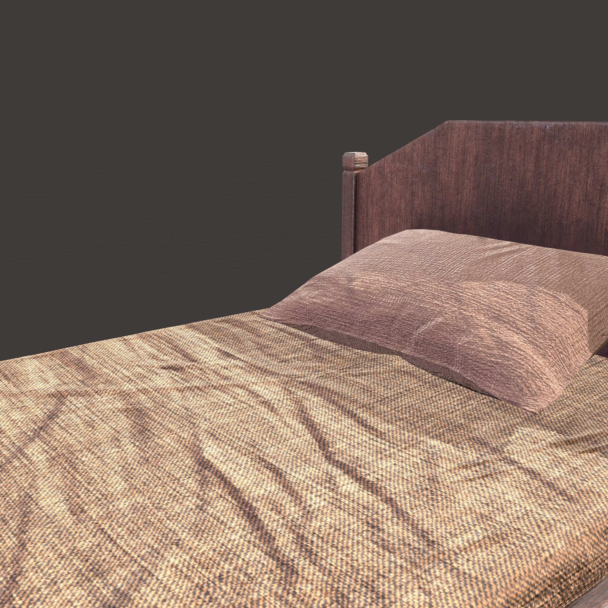 Medieval Single Bed  Low-poly 3D model_17