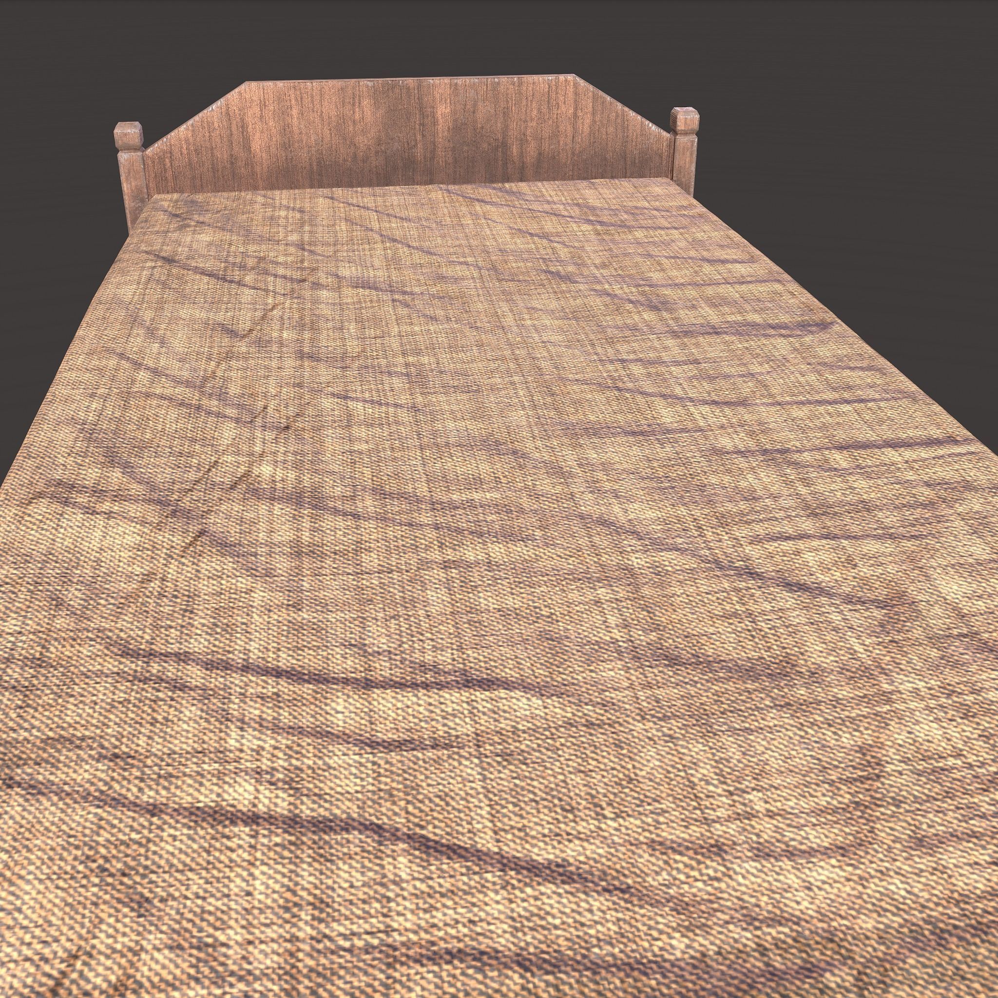 Medieval Single Bed  Low-poly 3D model_18