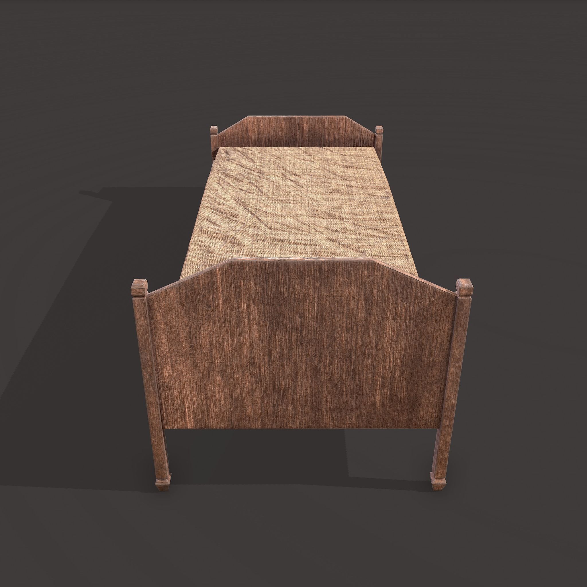 Medieval Single Bed  Low-poly 3D model_5