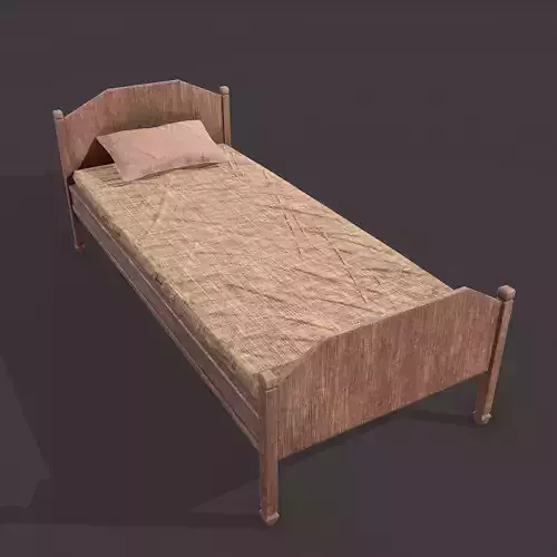 Medieval Single Bed  Low-poly 3D model