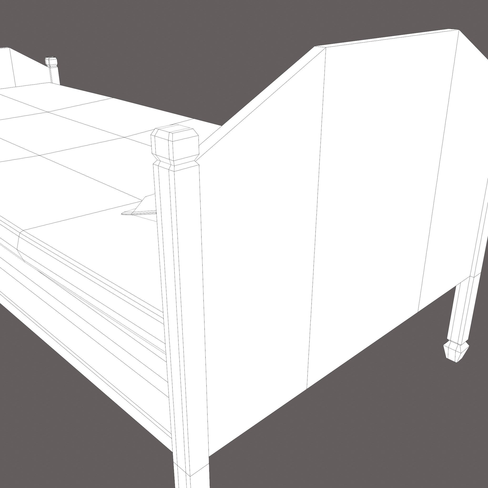 Medieval Single Bed  Low-poly 3D model_32