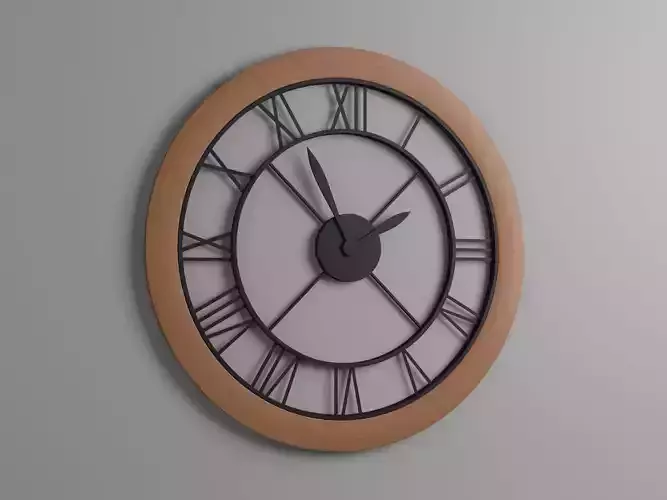 The Wall Clock With Roman Numerals By Black Metal and Wood