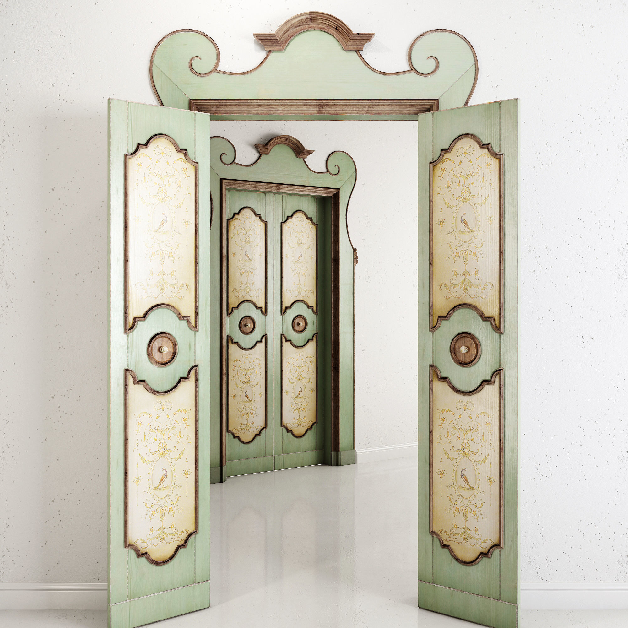 Old classic door 001 3D model_3