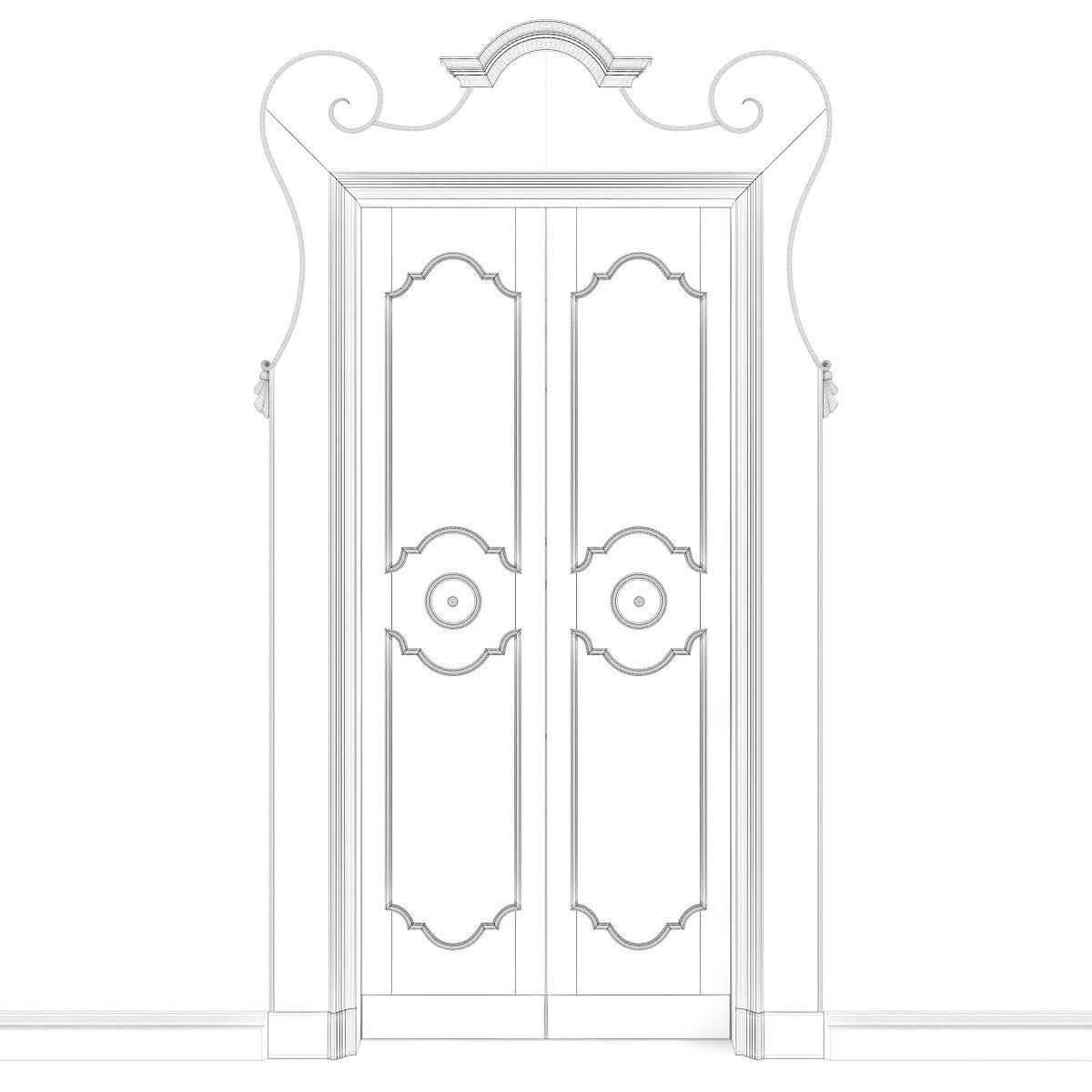 Old classic door 001 3D model_4