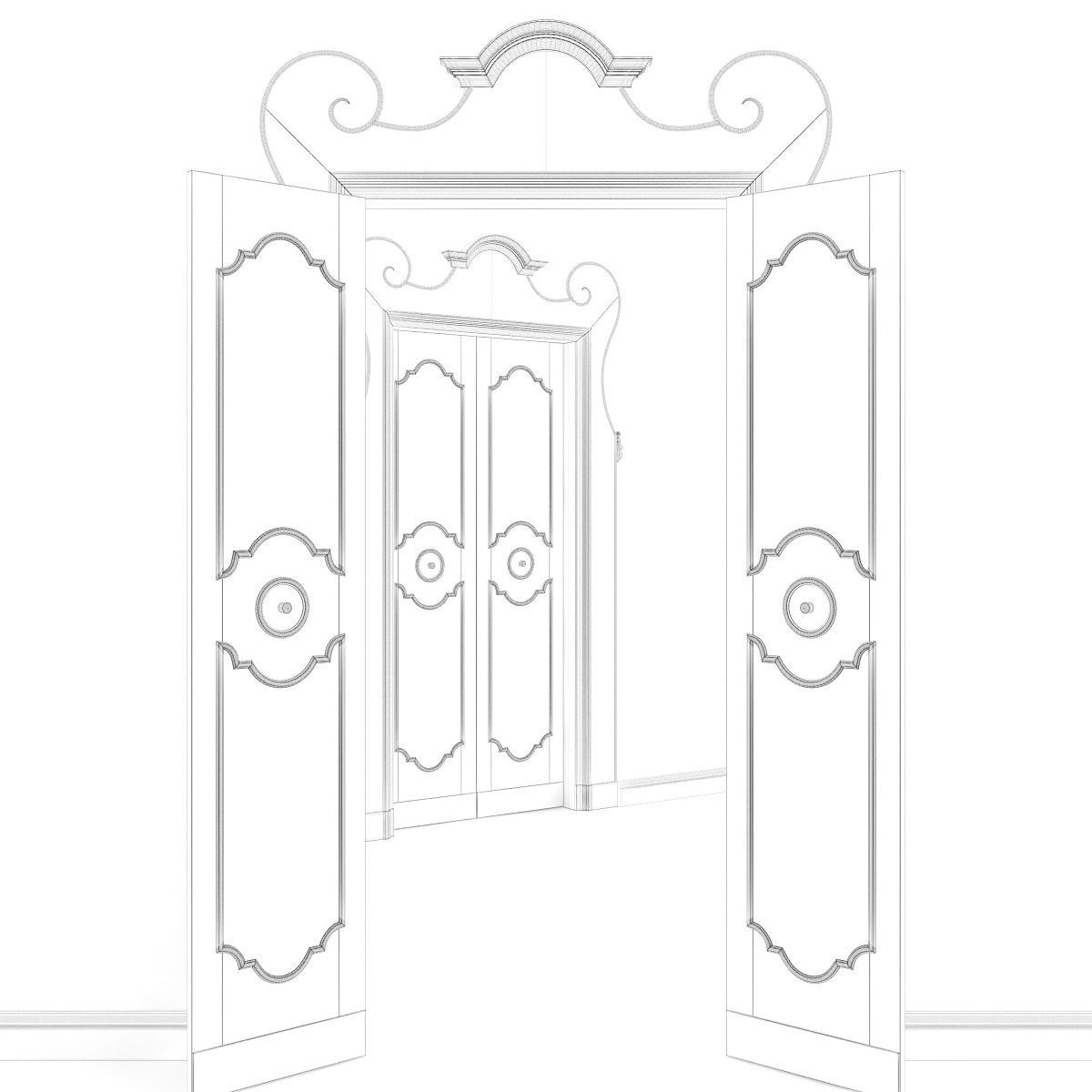 Old classic door 001 3D model_7