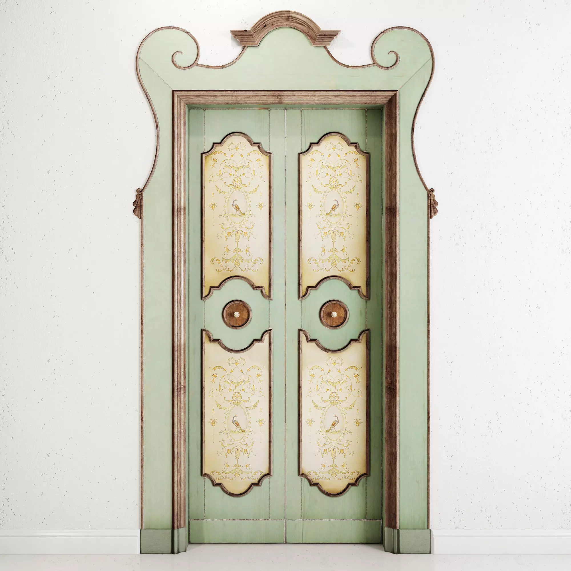 Old classic door 001 3D model_0