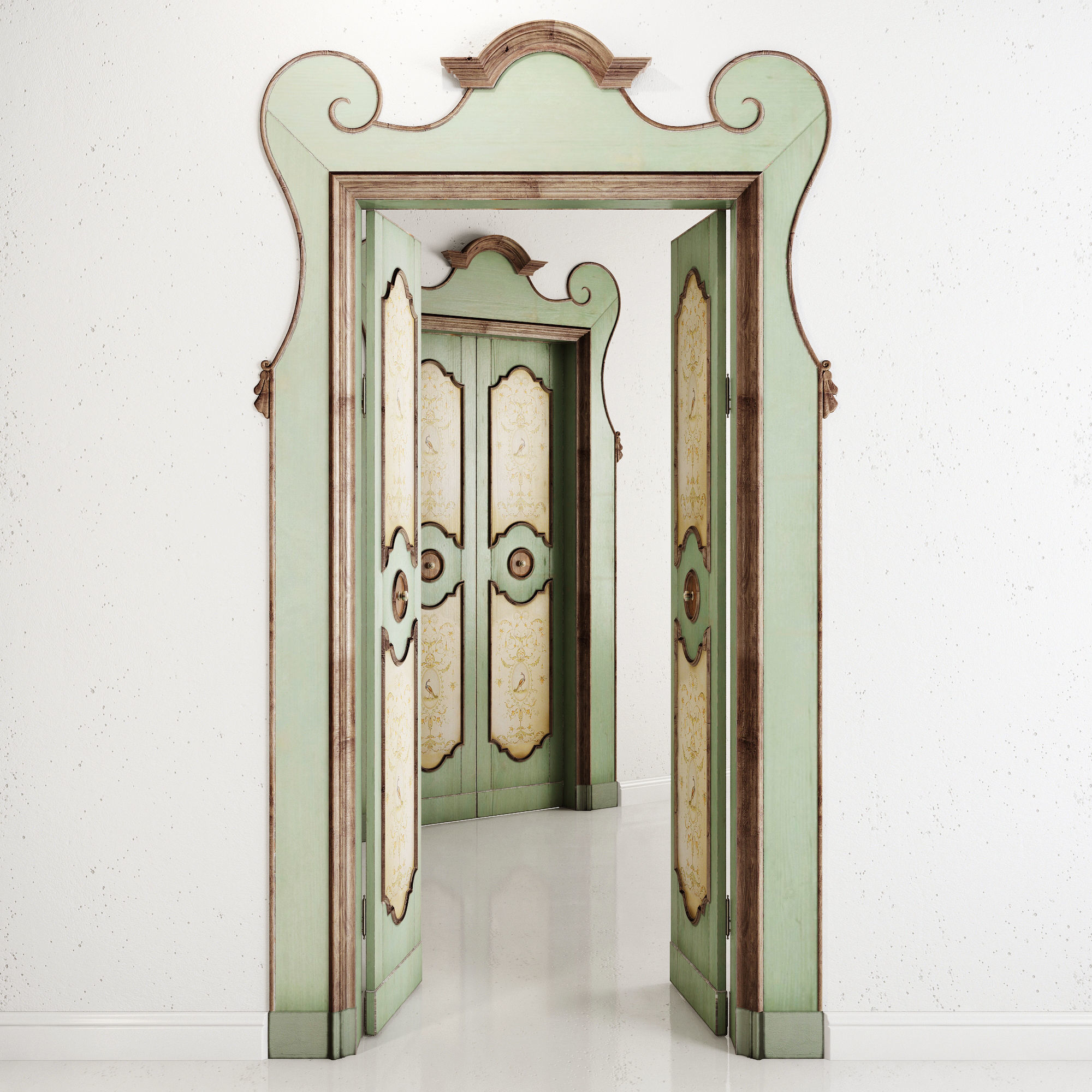 Old classic door 001 3D model_1