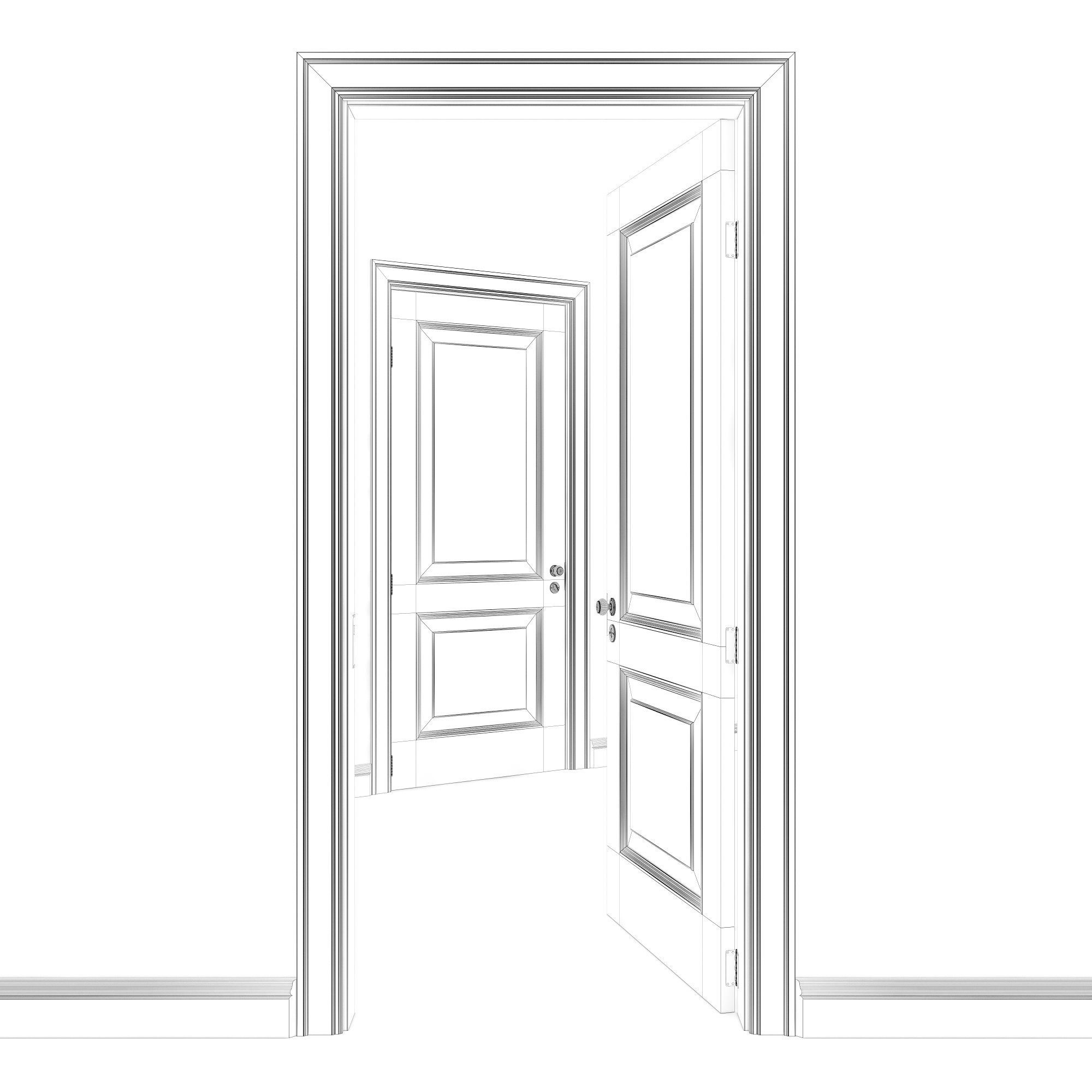 Old classic door 003 3D model_6