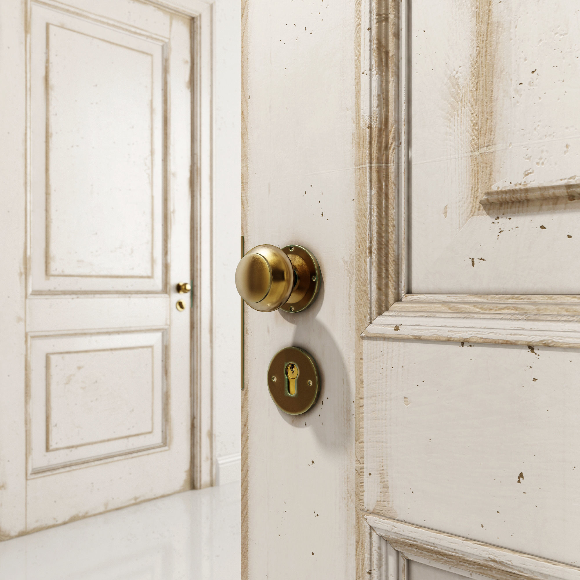Old classic door 003 3D model_3