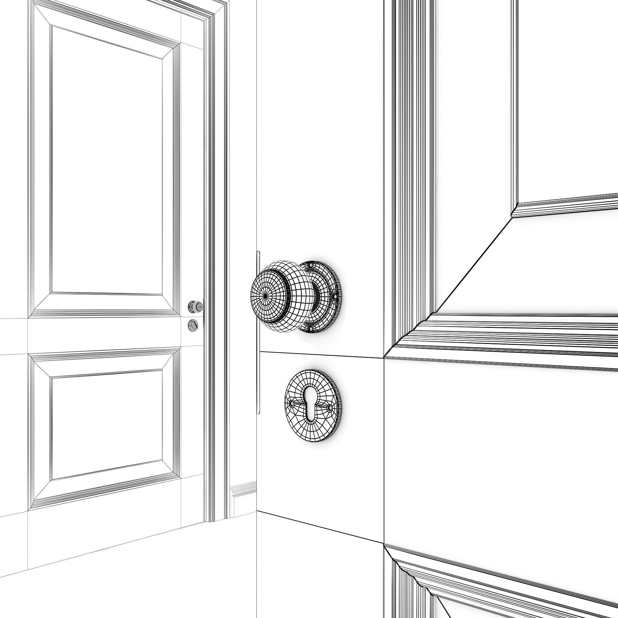 Old classic door 003 3D model_7